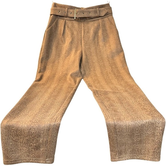 NWT Lilly’s Kloset Snakeskin Print Trousers Pants Slacks in Tan/Camel Size Large - Picture 6 of 12